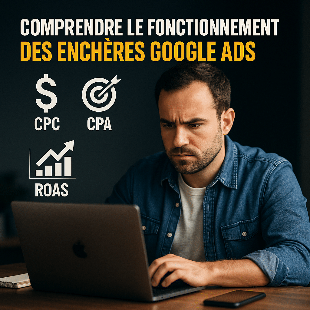 Illustration complémentaire de l’article sur Comprendre le fonctionnement des enchères Google Ads (CPC, CPA, ROAS)