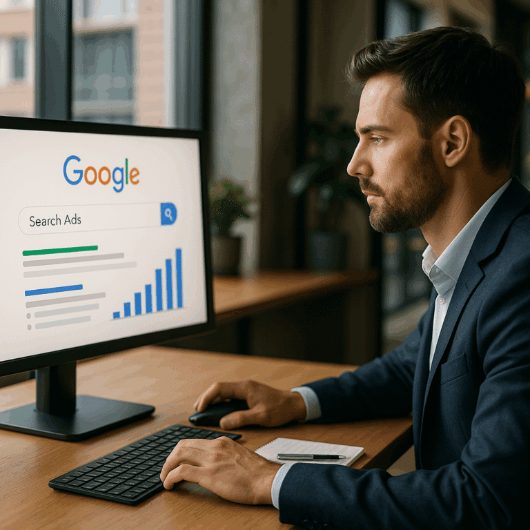 Illustration générée pour larticle  Générer des leads qualifiés avec Google Search Ads