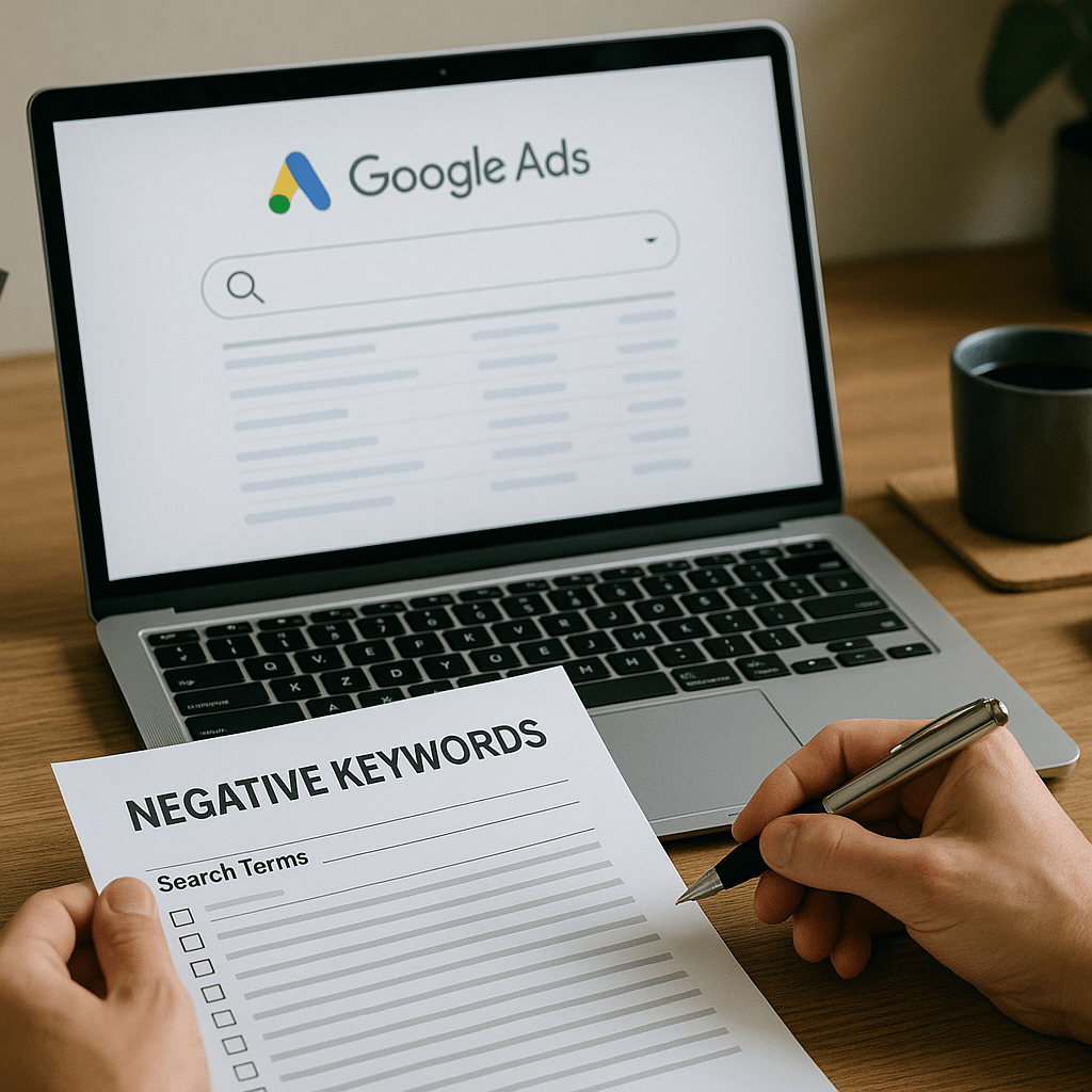 Illustration générée pour l’article : Optimiser vos mots-clés à exclure dans Google Ads
