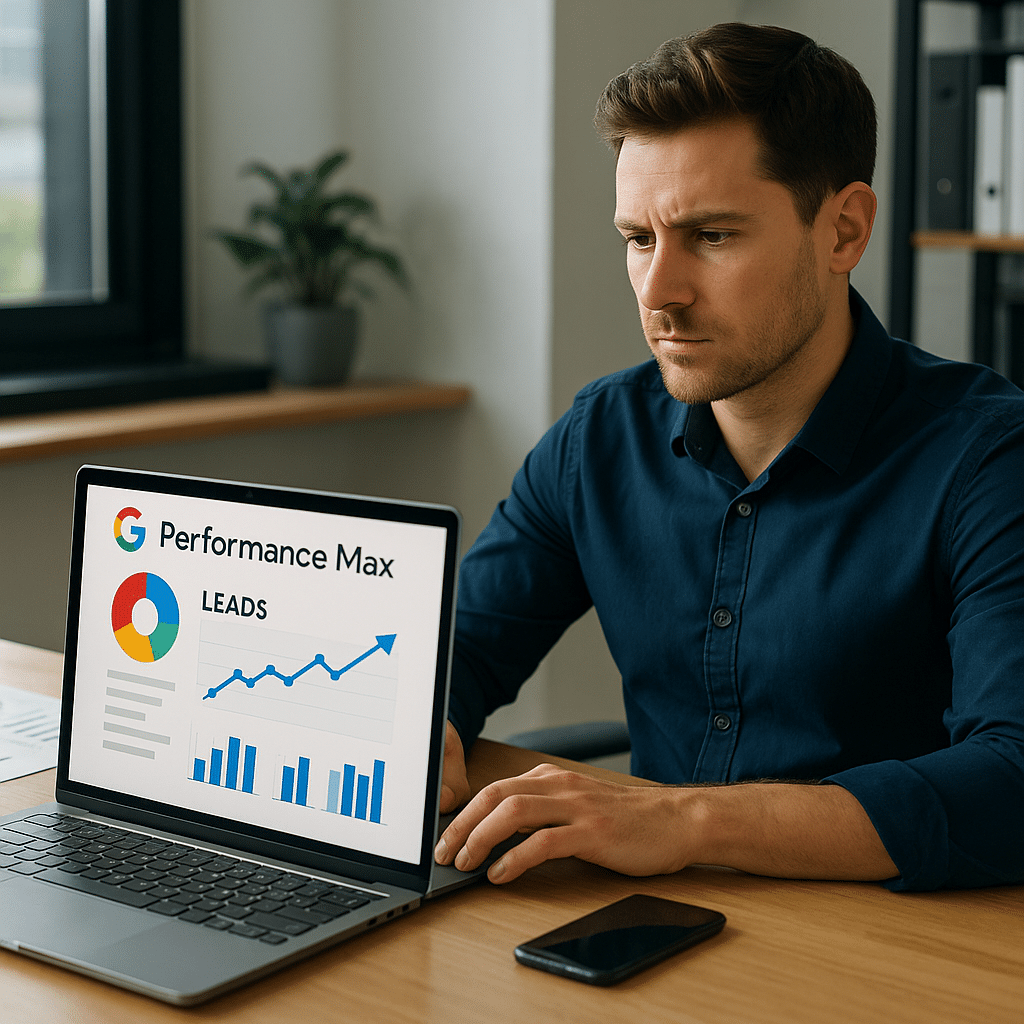 Illustration générée pour l’article : Performance Max : est-ce vraiment efficace pour générer des leads ?