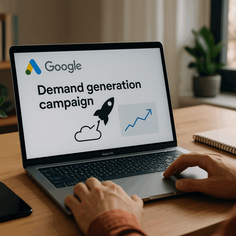 Illustration générée pour l’article : Tuto complet pour lancer sa première campagne Génération de la demande sur Google ads