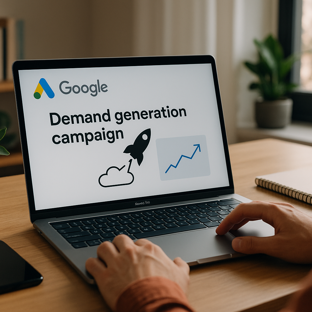 Illustration générée pour l’article : Tuto complet pour lancer sa première campagne Génération de la demande sur Google ads