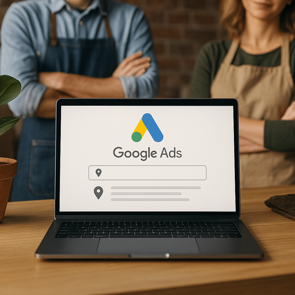 Illustration générée pour l’article : Tuto : créer une campagne Google Ads locale pour artisans et commerçants