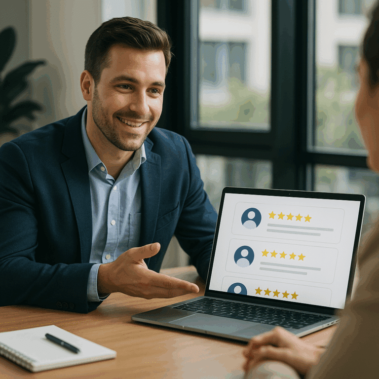 Illustration générée pour larticle  Comment utiliser les témoignages clients pour convaincre vos prospects