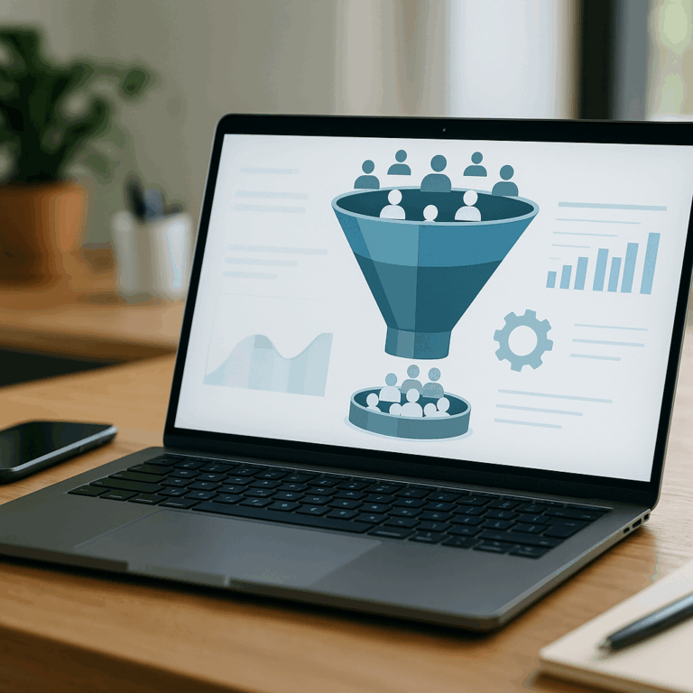 Illustration générée pour larticle  Créer un tunnel de vente automatisé pour capturer des leads en continu