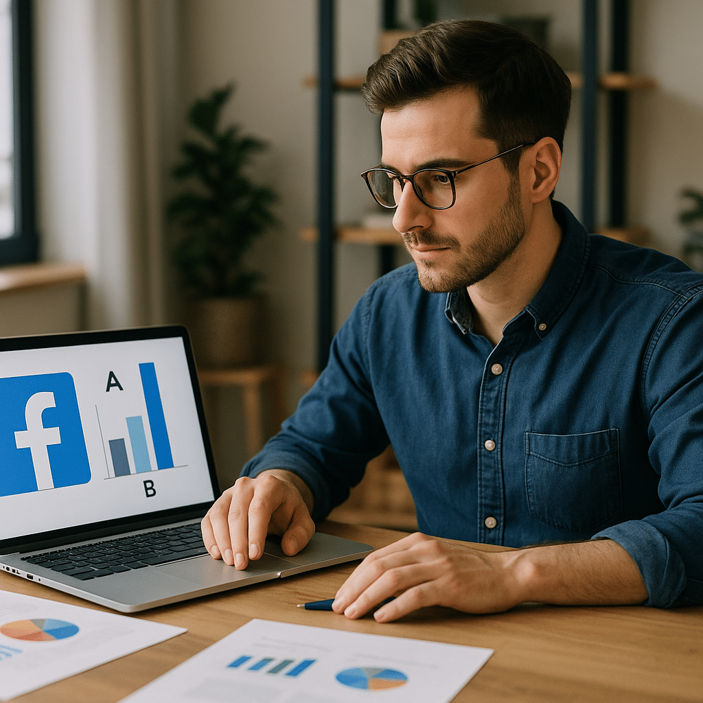 Illustration générée pour l’article : Test A B Facebook Ads : comment améliorer vos performances