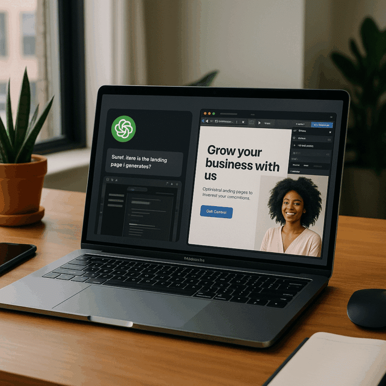 Illustration générée pour larticle  Tuto  automatiser la création de landing pages avec ChatGPT + Webflow