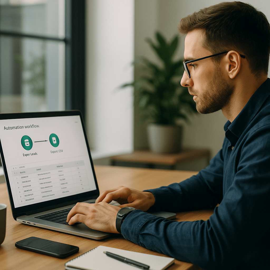 Illustration générée pour l’article : Tuto : automatiser un export CSV quotidien de vos leads