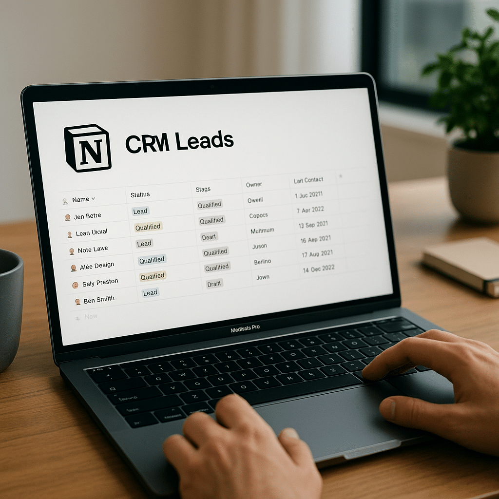 Illustration générée pour l’article : Utiliser Notion comme CRM automatisé pour vos leads