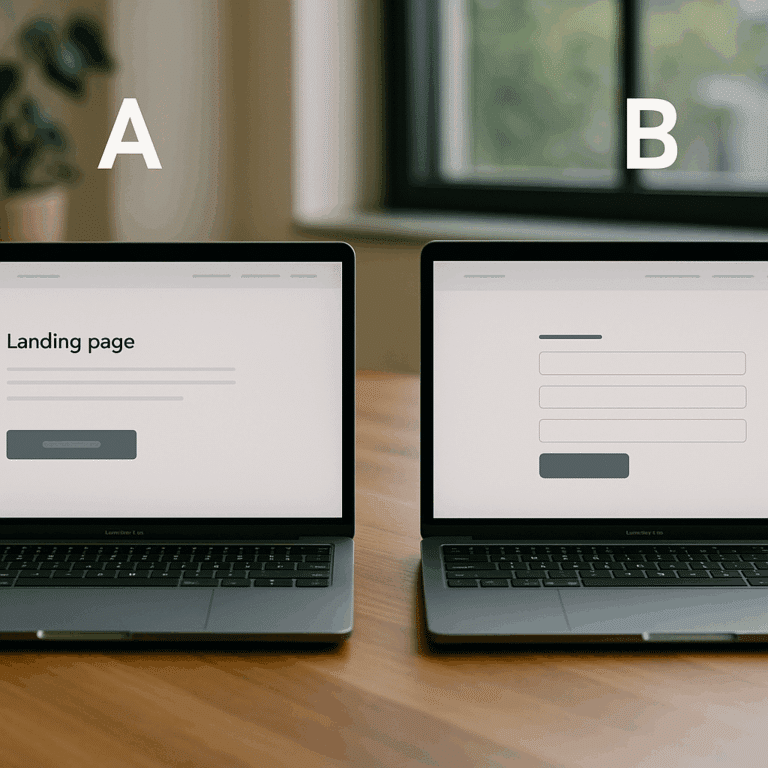 Illustration générée pour larticle  Landing page vs formulaire sur page daccueil  test A B complet