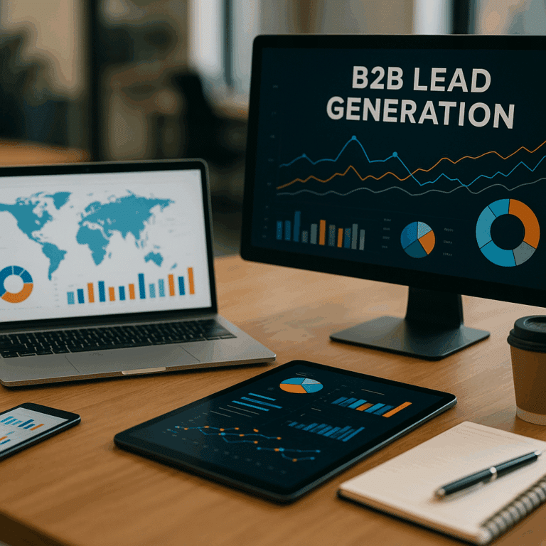 Illustration générée pour larticle  Les meilleurs outils pour générer des leads B2B en 2025