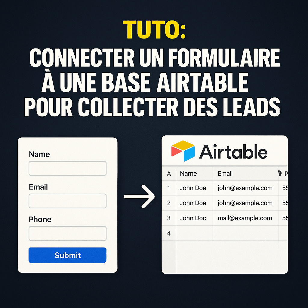 Illustration complémentaire de l’article sur Tuto : connecter un formulaire à une base Airtable pour collecter des leads