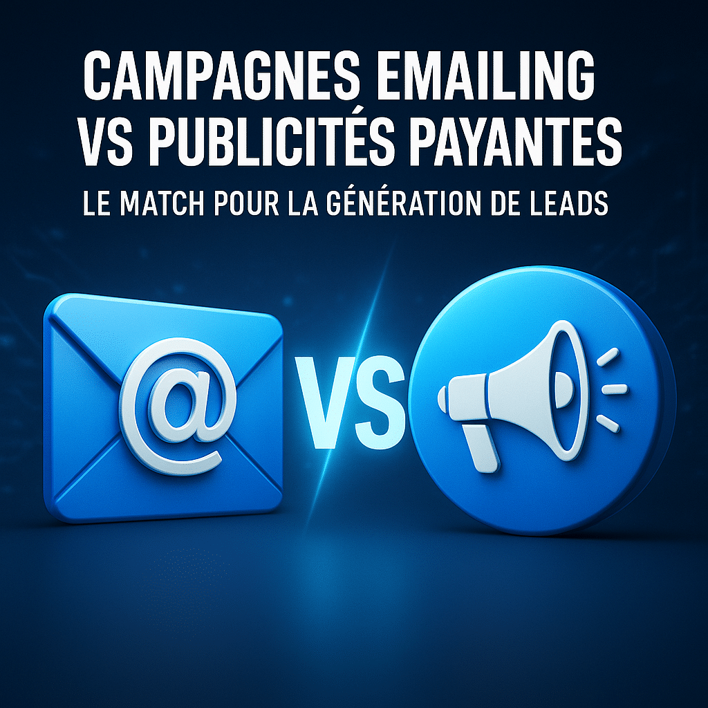 Illustration complémentaire de l’article sur Campagnes emailing vs publicités payantes : le match pour la génération de leads