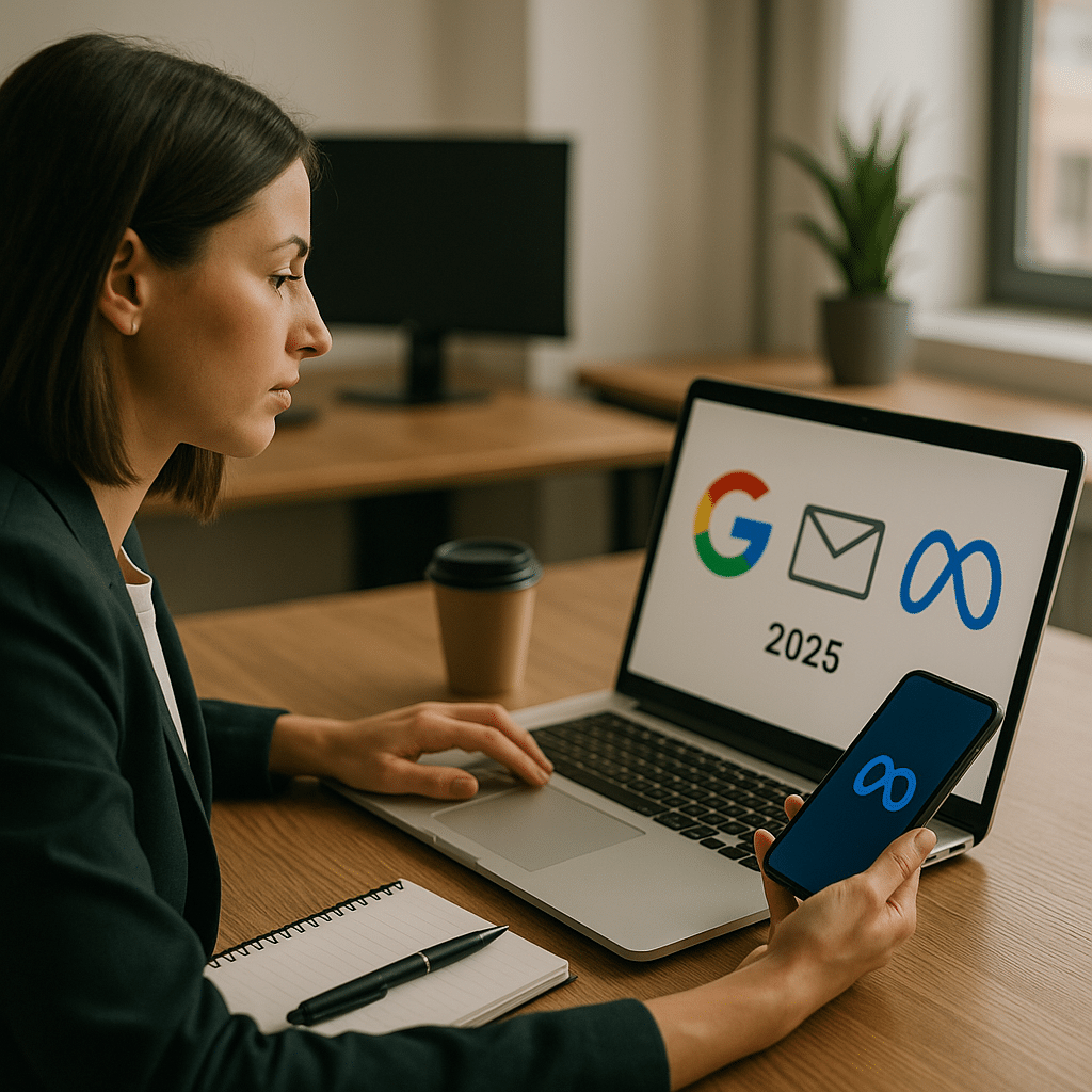 Visuel d’introduction sur Créer une campagne multicanal Google + Meta + Email en 2025