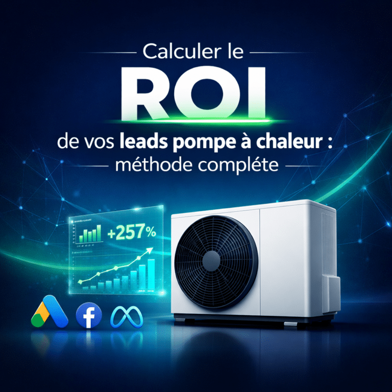 Illustration générée pour l’article : Calculer le ROI de vos leads pompe à chaleur : méthode complète