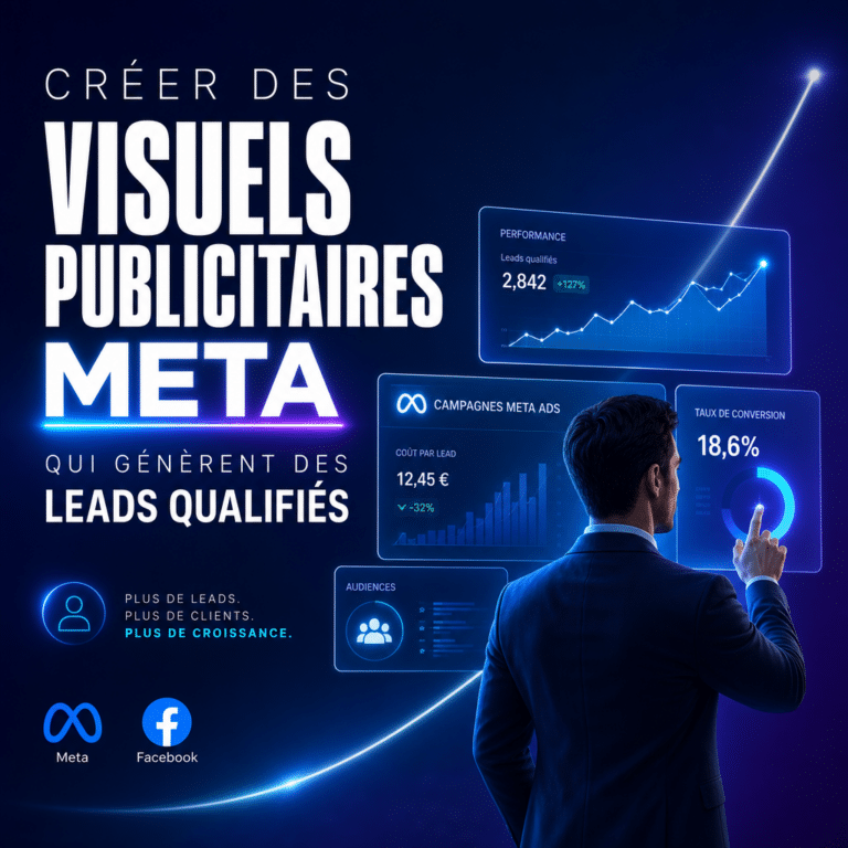 Illustration générée pour l’article : Créer des visuels publicitaires Meta qui génèrent des leads qualifiés