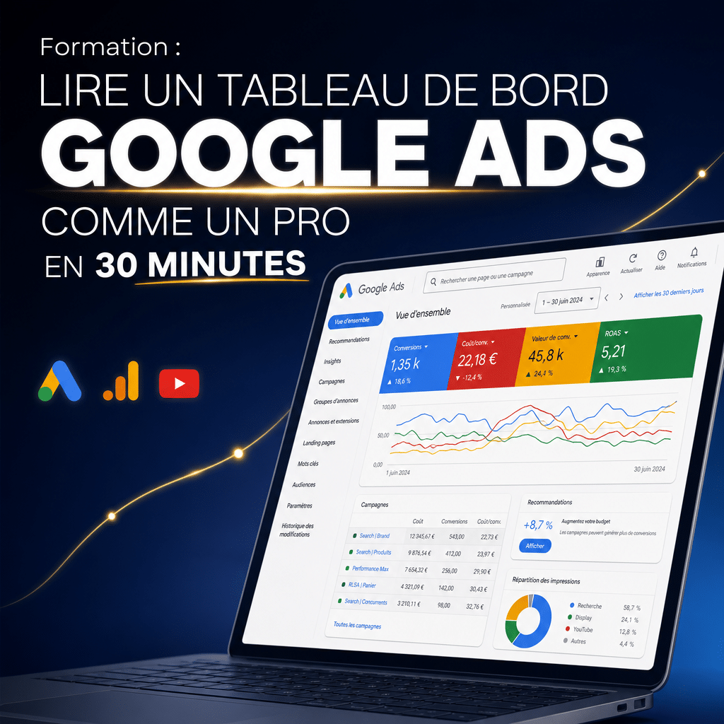 Visuel sur formation tableau de bord Google Ads - Formation : lire un tableau de bord Google Ads comme un pro en 30 minutes