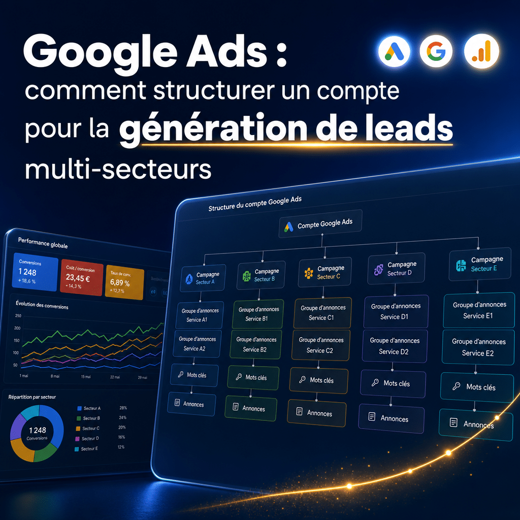 Visuel sur structurer compte Google Ads leads - Google Ads : comment structurer un compte pour la génération de leads multi-secteurs