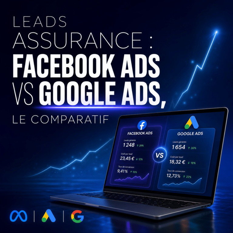 Illustration générée pour l’article : Leads assurance : Facebook Ads vs Google Ads, le comparatif