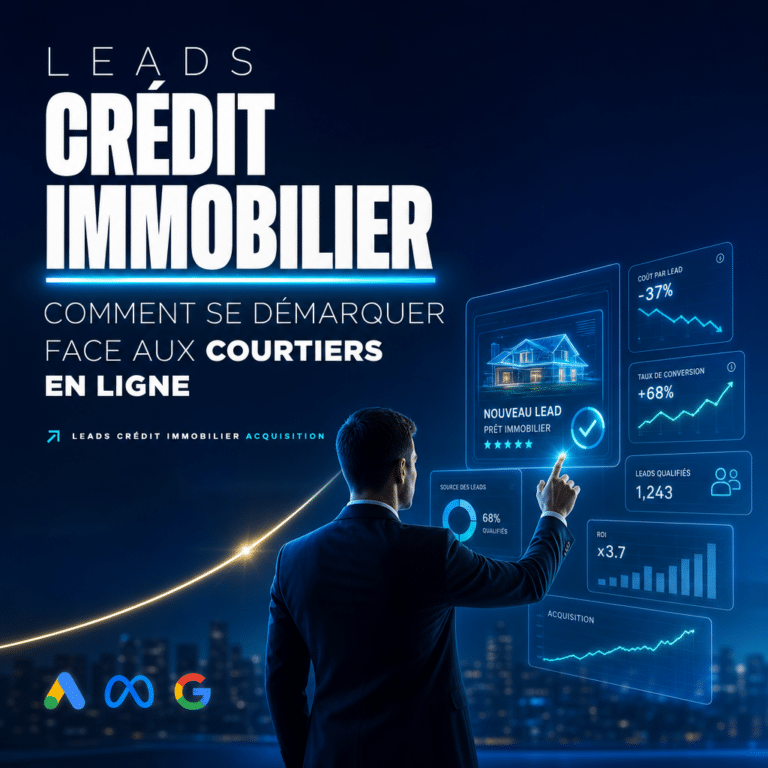 Illustration générée pour l’article : Leads crédit immobilier : comment se démarquer face aux courtiers en ligne