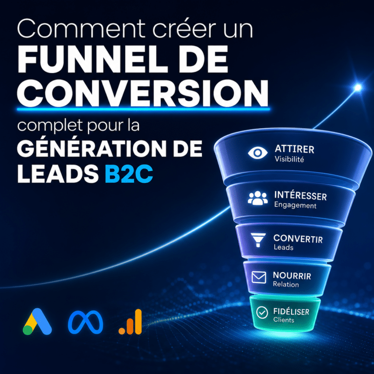 Illustration générée pour l’article : Comment créer un funnel de conversion complet pour la génération de leads B2C