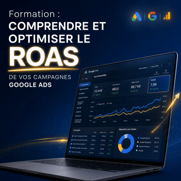 Illustration générée pour l’article : Formation : comprendre et optimiser le ROAS de vos campagnes Google Ads