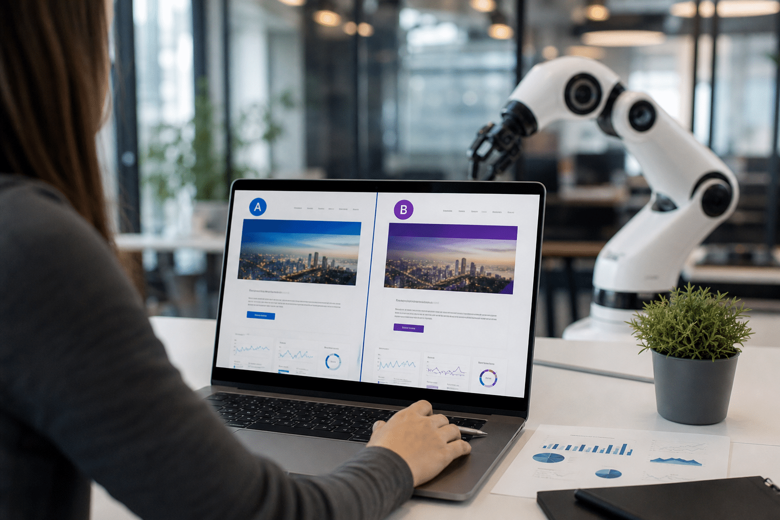 Illustration IA landing pages A/B testing leads - guide complet