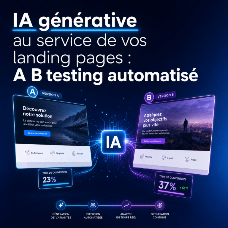 Illustration générée pour l’article : IA générative au service de vos landing pages : A B testing automatisé