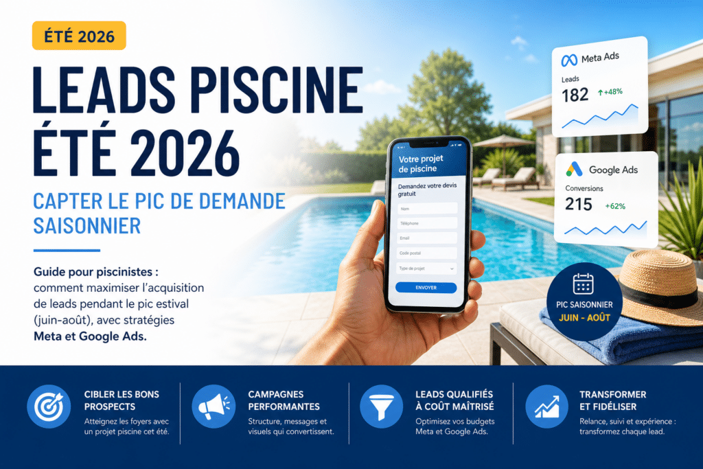 Leads piscine été 2026 : capter le pic saisonnier