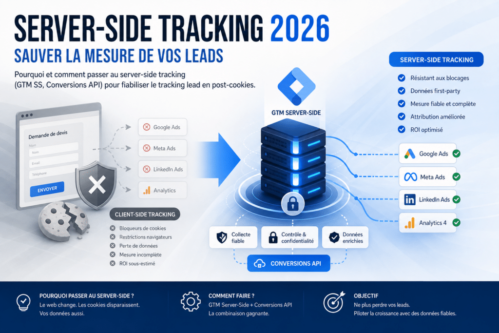 Server-side tracking leads 2026 : sauver votre mesure