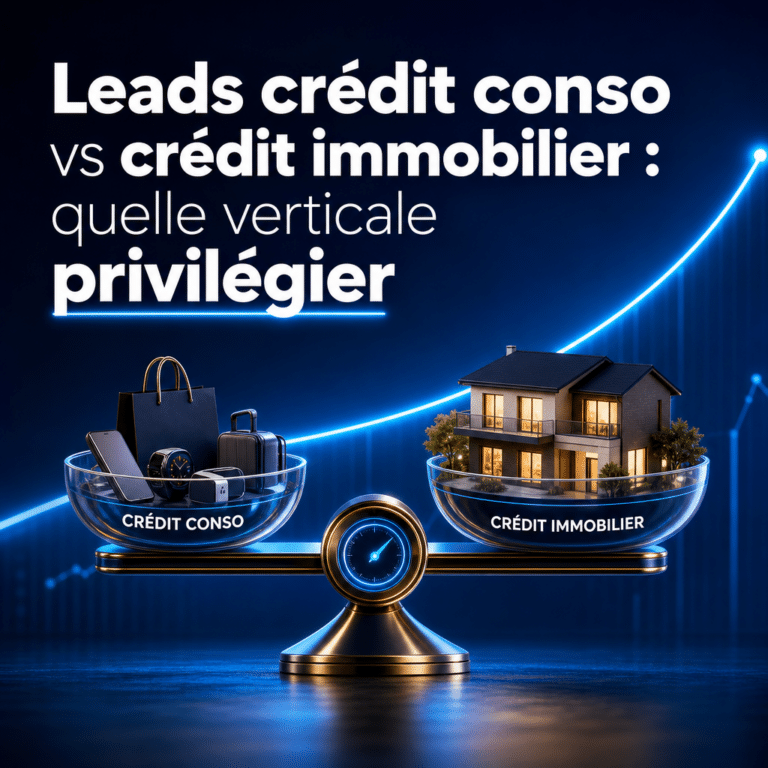 Illustration générée pour l’article : Leads crédit conso vs crédit immobilier : quelle verticale privilégier