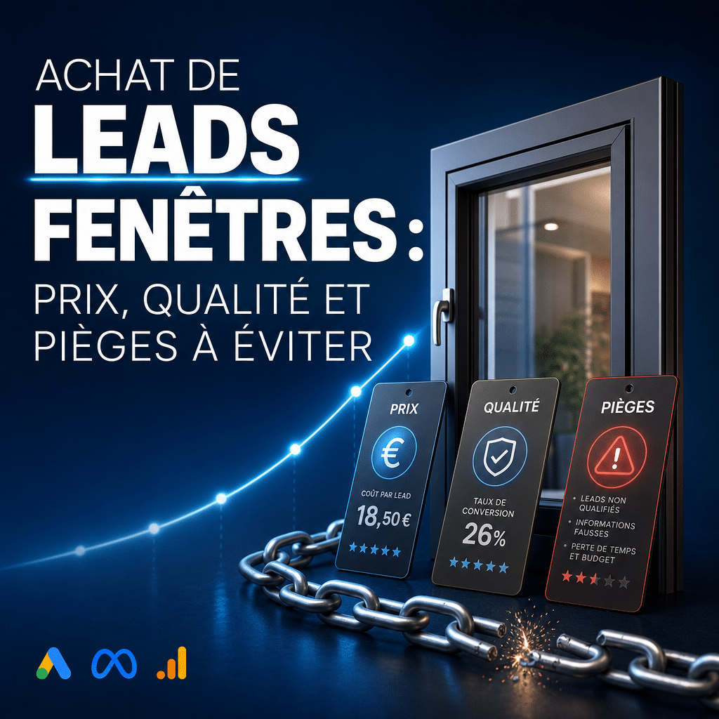 Illustration générée pour l’article : Achat de leads fenêtres : prix, qualité et pièges à éviter