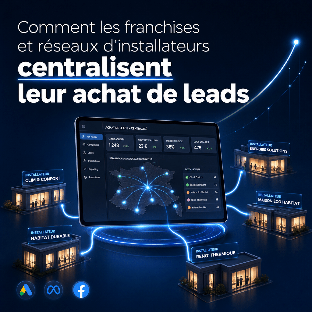 Illustration générée pour l’article : Comment les franchises et réseaux d'installateurs centralisent leur achat de leads