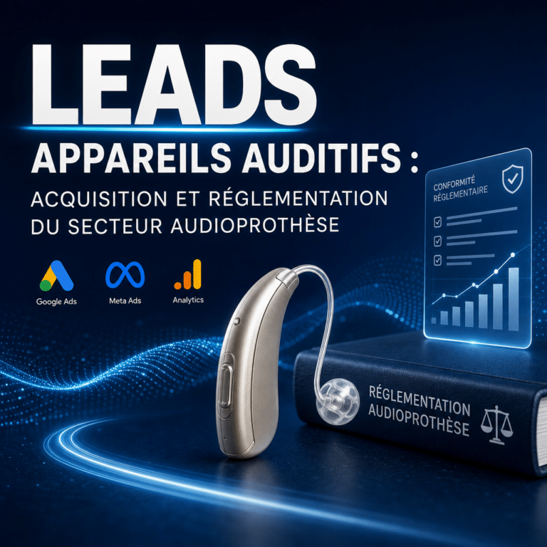 Illustration générée pour l’article : Leads appareils auditifs : acquisition et réglementation du secteur audioprothèse