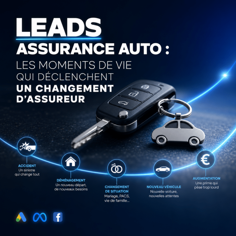 Illustration générée pour l’article : Leads assurance auto : les moments de vie qui déclenchent un changement d'assureur