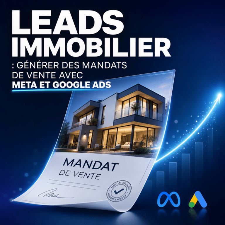 Illustration générée pour l’article : Leads immobilier : générer des mandats de vente avec Meta et Google Ads