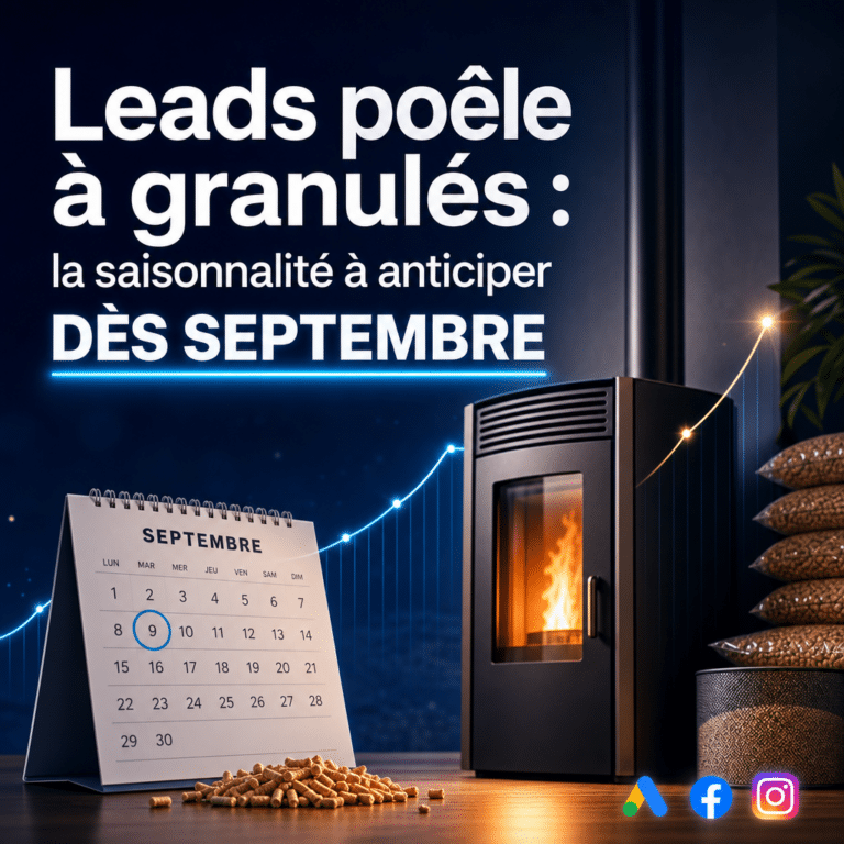 Illustration générée pour l’article : Leads poêle à granulés : la saisonnalité à anticiper dès septembre