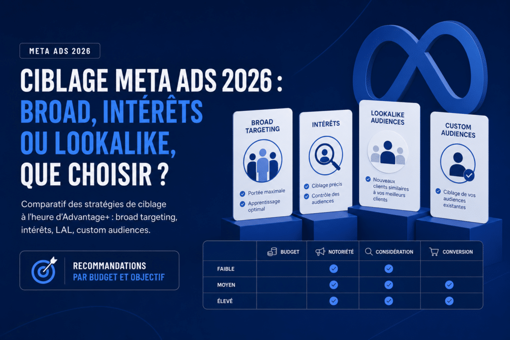 Ciblage Meta Ads 2026 : broad, intérêts ou lookalike ?