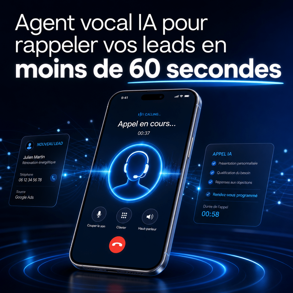 Visuel sur agent vocal IA rappel leads - Agent vocal IA pour rappeler vos leads en moins de 60 secondes