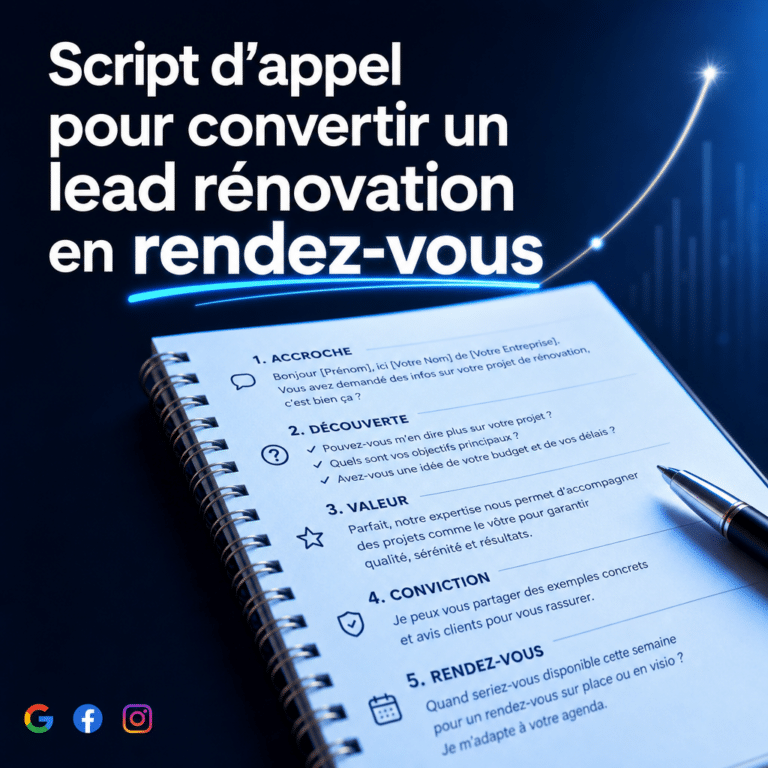 Illustration générée pour l’article : Script d'appel pour convertir un lead rénovation en rendez-vous