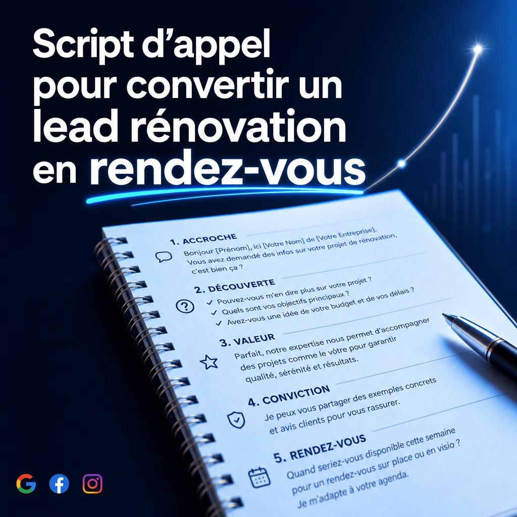 Visuel sur script appel lead rénovation rendez-vous - Script d'appel pour convertir un lead rénovation en rendez-vous