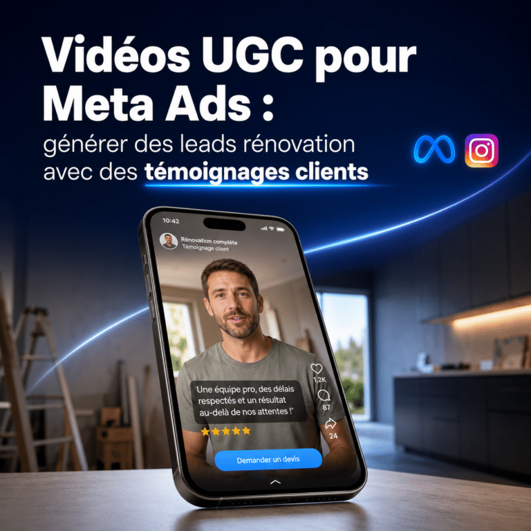 Illustration générée pour l’article : Vidéos UGC pour Meta Ads : générer des leads rénovation avec des témoignages clients